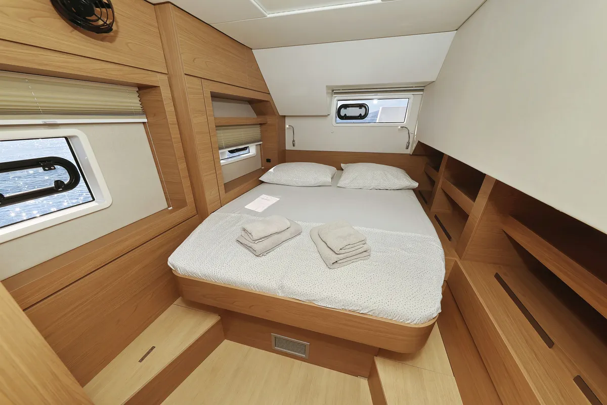 Cabin on Radago, a Bali 4.6 catamaran at Općina Sukošan, Croatia