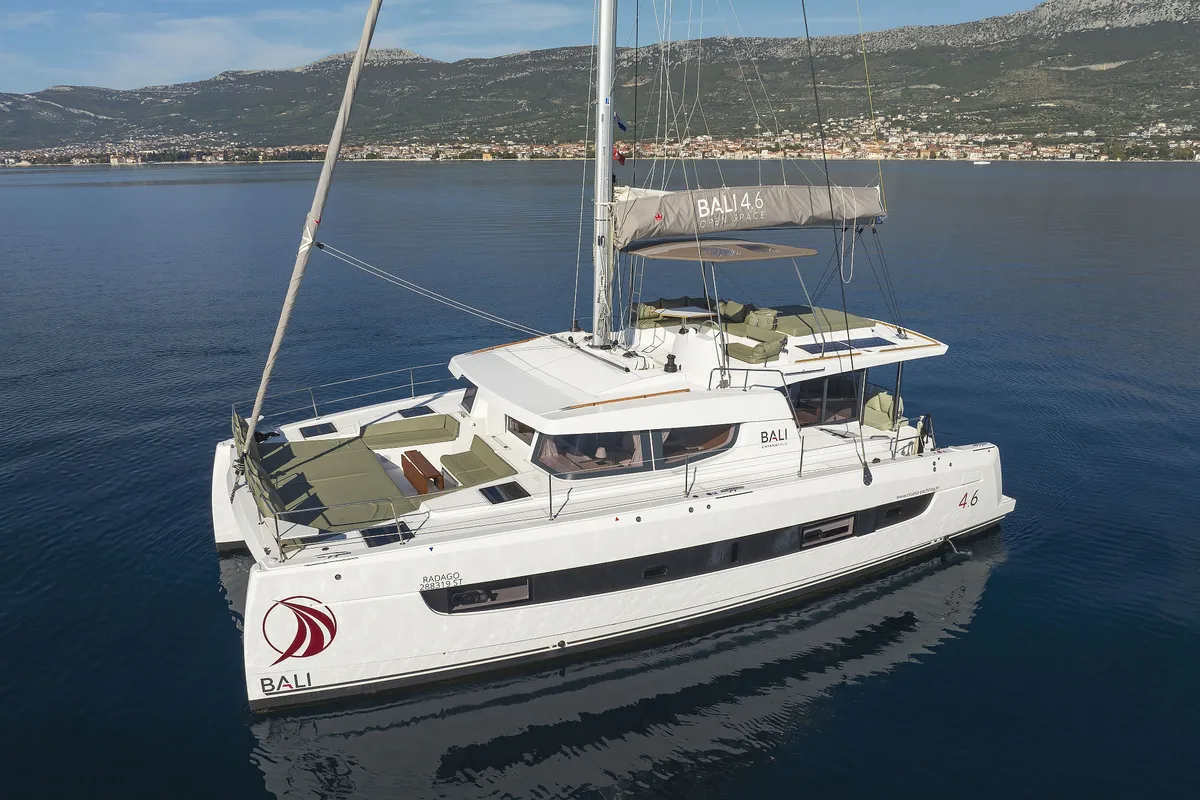 Exterior view of Radago, a Bali 4.6 catamaran at Općina Sukošan, Croatia