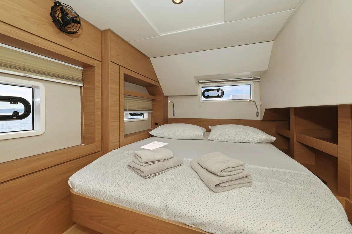 Cabin on Radago, a Bali 4.6 catamaran at Općina Sukošan, Croatia