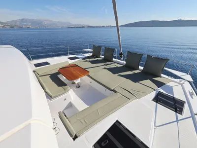 Deck of Radago, a Bali 4.6 catamaran at Općina Sukošan, Croatia