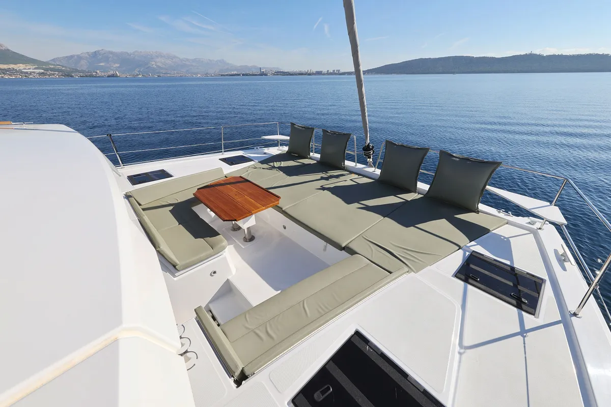 Deck of Radago, a Bali 4.6 catamaran at Općina Sukošan, Croatia