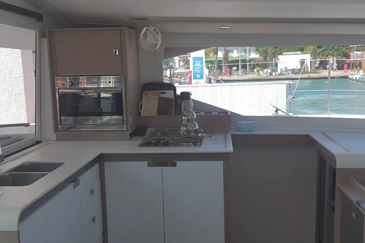 Galley of Ares X, a Fountaine Pajot Isla 40 catamaran at Marmaris, Turkey