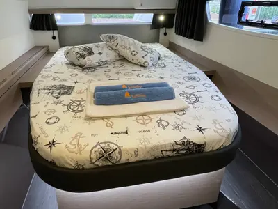 Cabin on Ares X, a Fountaine Pajot Isla 40 catamaran at Marmaris, Turkey