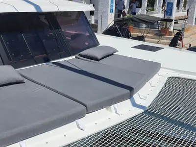 Deck of Ares X, a Fountaine Pajot Isla 40 catamaran at Marmaris, Turkey