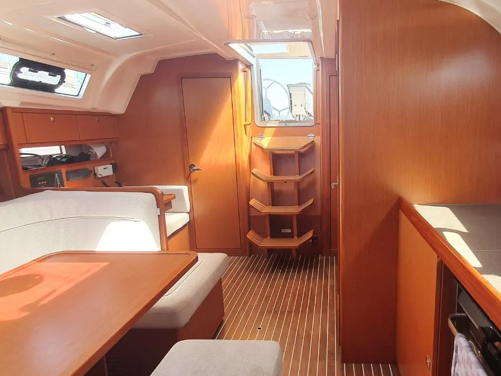 Salon of Surya, a Bavaria Cruiser 41 sailboat at Olbia, Italy