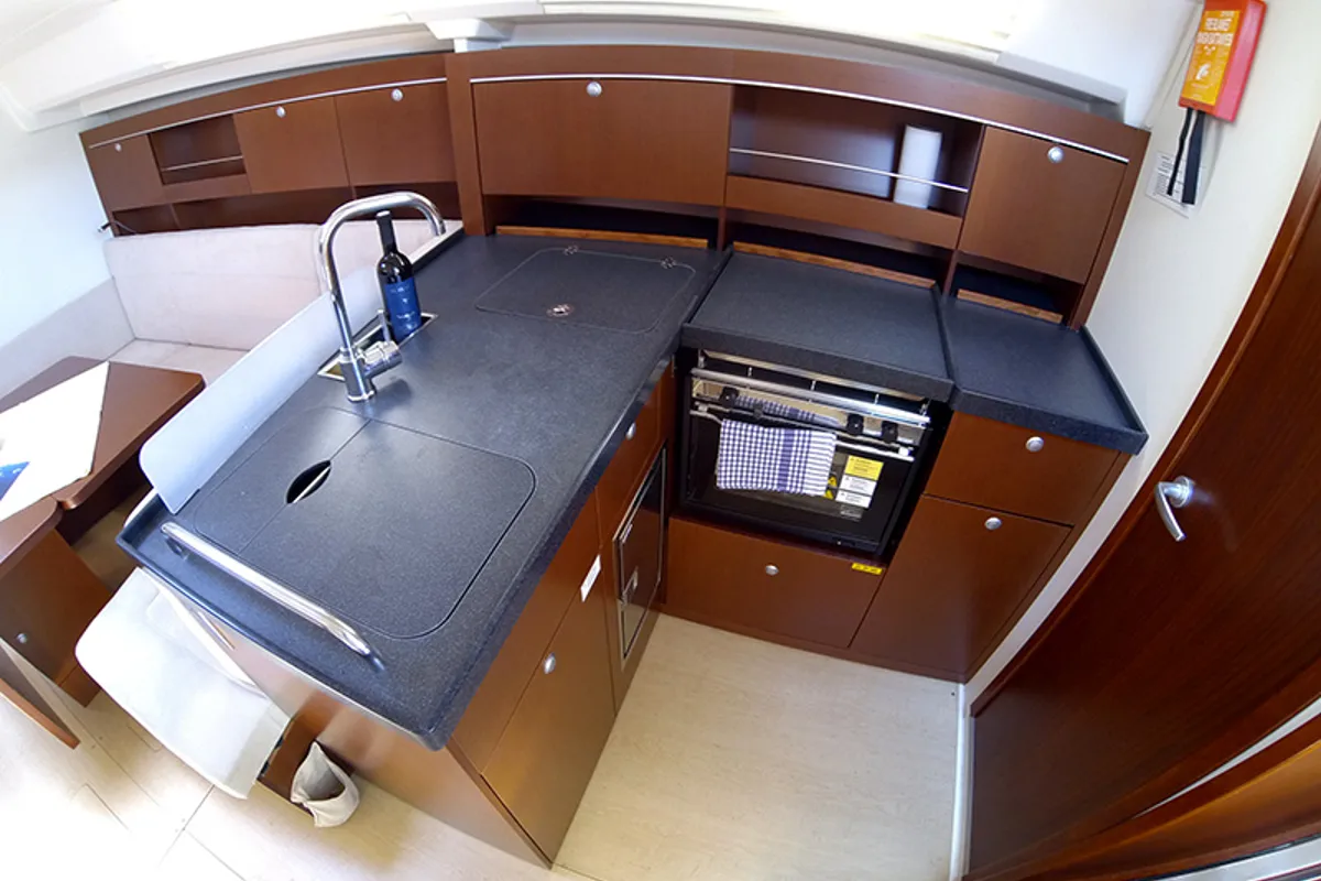 Galley of Ariel, a Hanse 385 sailboat at Grad Šibenik, Croatia
