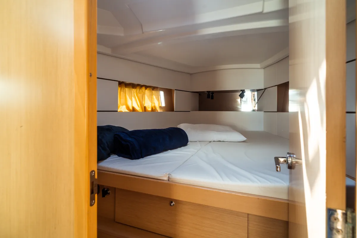 Cabin on Marta, a Beneteau Oceanis 38 sailboat at Olbia, Italy