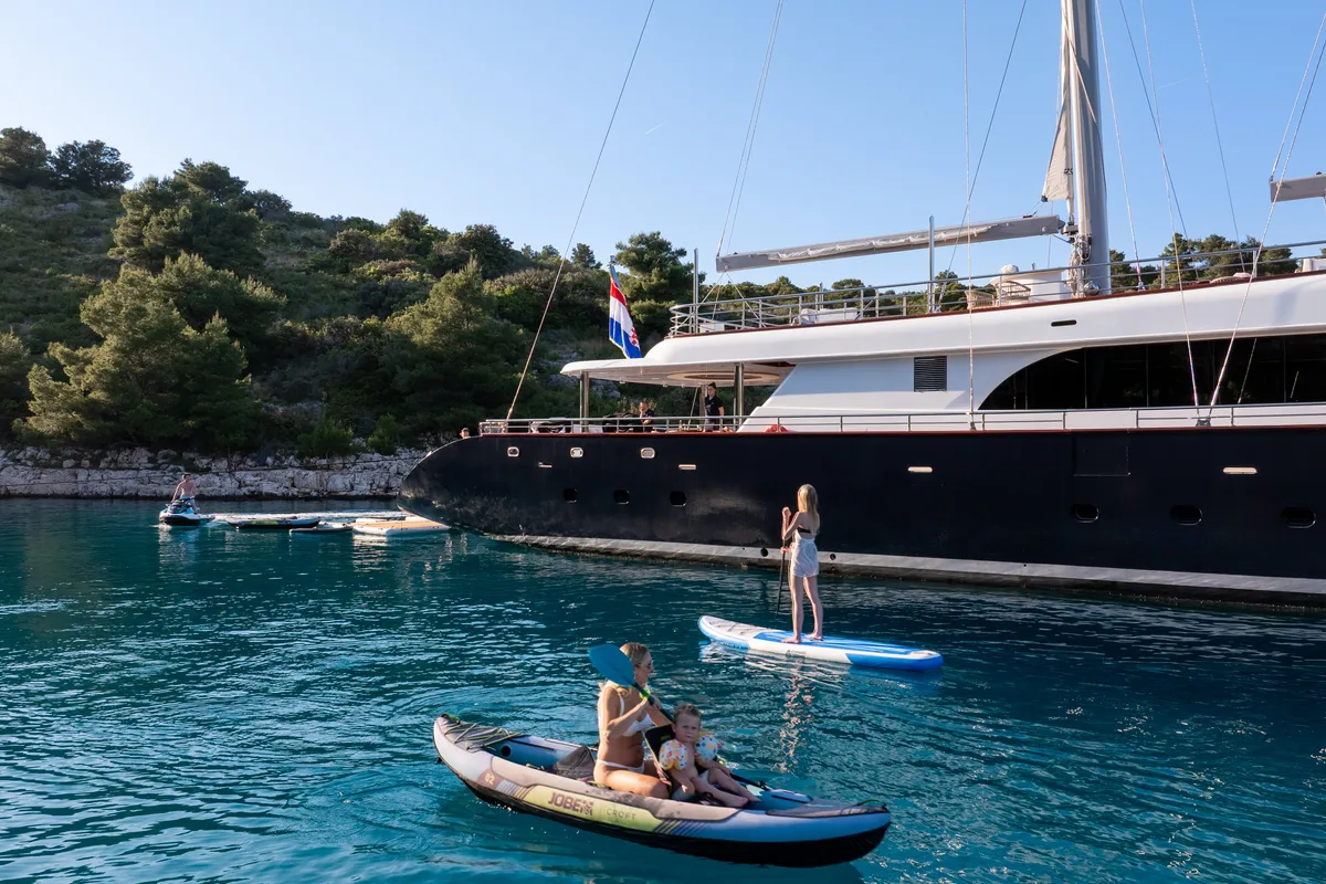 Exterior view of Nocturno, a Gulet Luxury Sailing Yacht sailboat at Split, Croatia