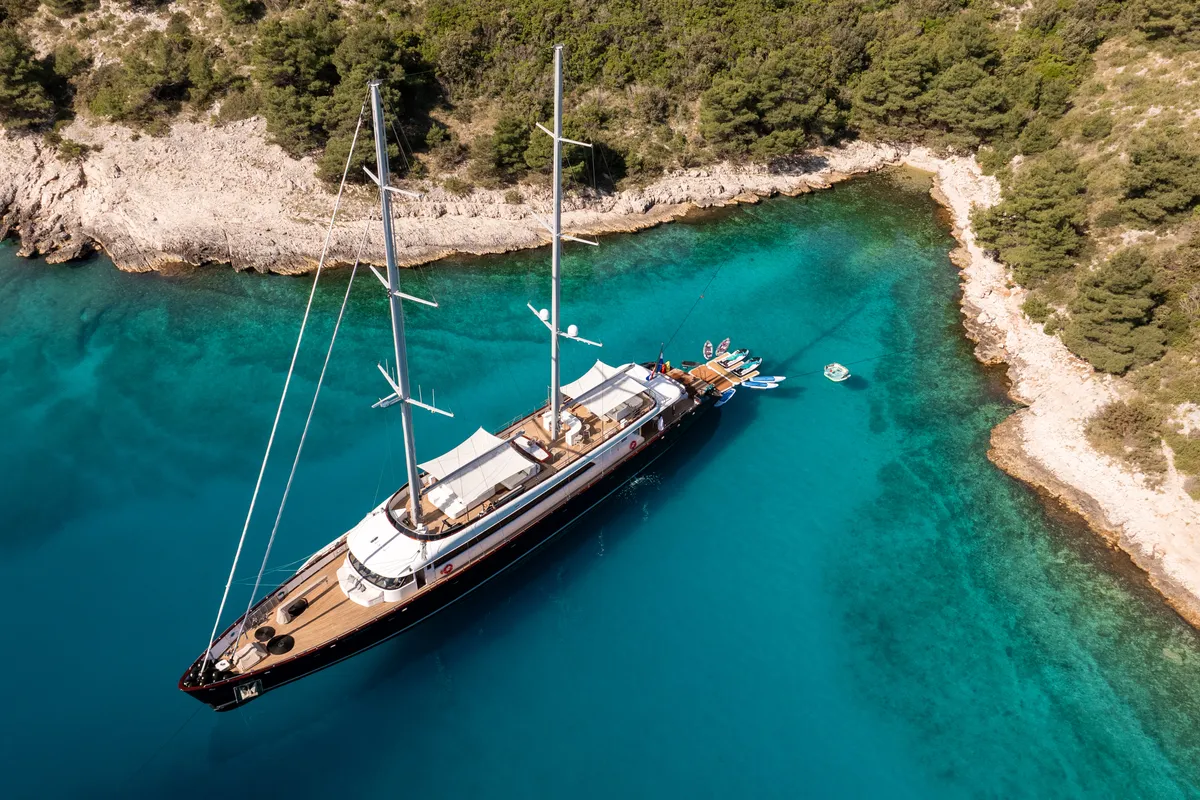 Exterior view of Nocturno, a Gulet Luxury Sailing Yacht sailboat at Split, Croatia