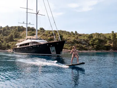 Exterior view of Nocturno, a Gulet Luxury Sailing Yacht sailboat at Split, Croatia