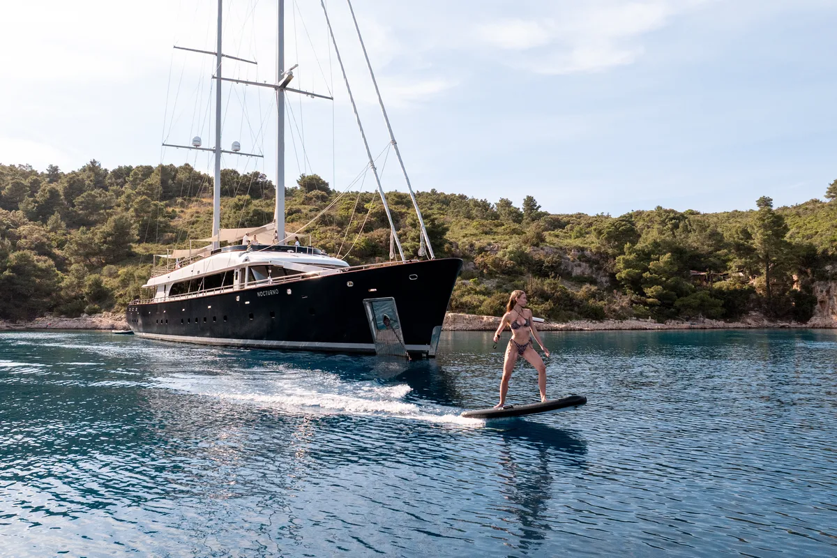 Exterior view of Nocturno, a Gulet Luxury Sailing Yacht sailboat at Split, Croatia