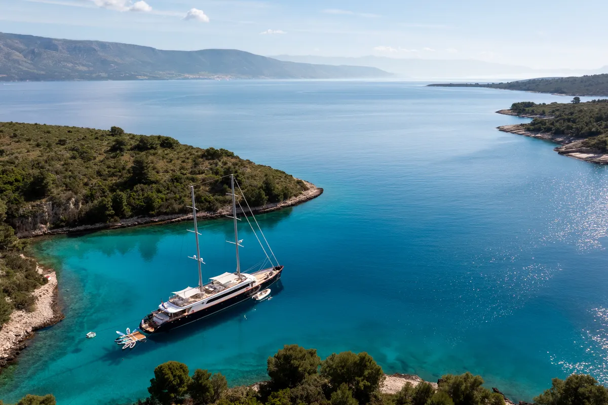 Exterior view of Nocturno, a Gulet Luxury Sailing Yacht sailboat at Split, Croatia