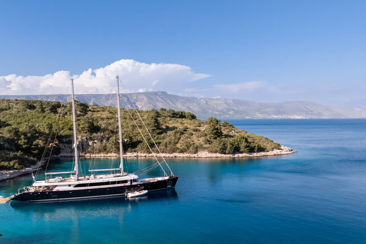 Exterior view of Nocturno, a Gulet Luxury Sailing Yacht sailboat at Split, Croatia