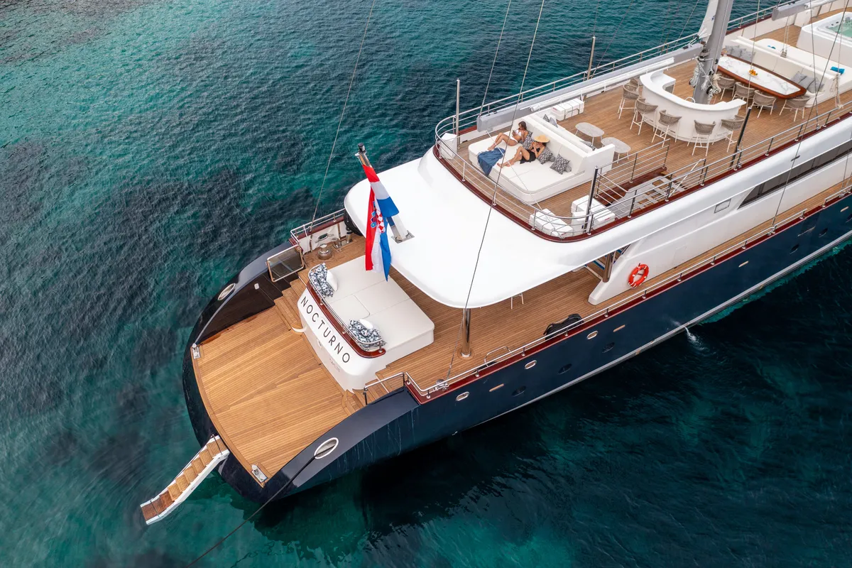 Exterior view of Nocturno, a Gulet Luxury Sailing Yacht sailboat at Split, Croatia