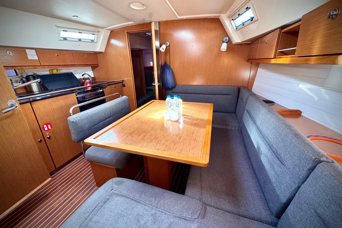 Salon of Mayla, a Bavaria Cruiser 40 sailboat at Fethiye, Turkey