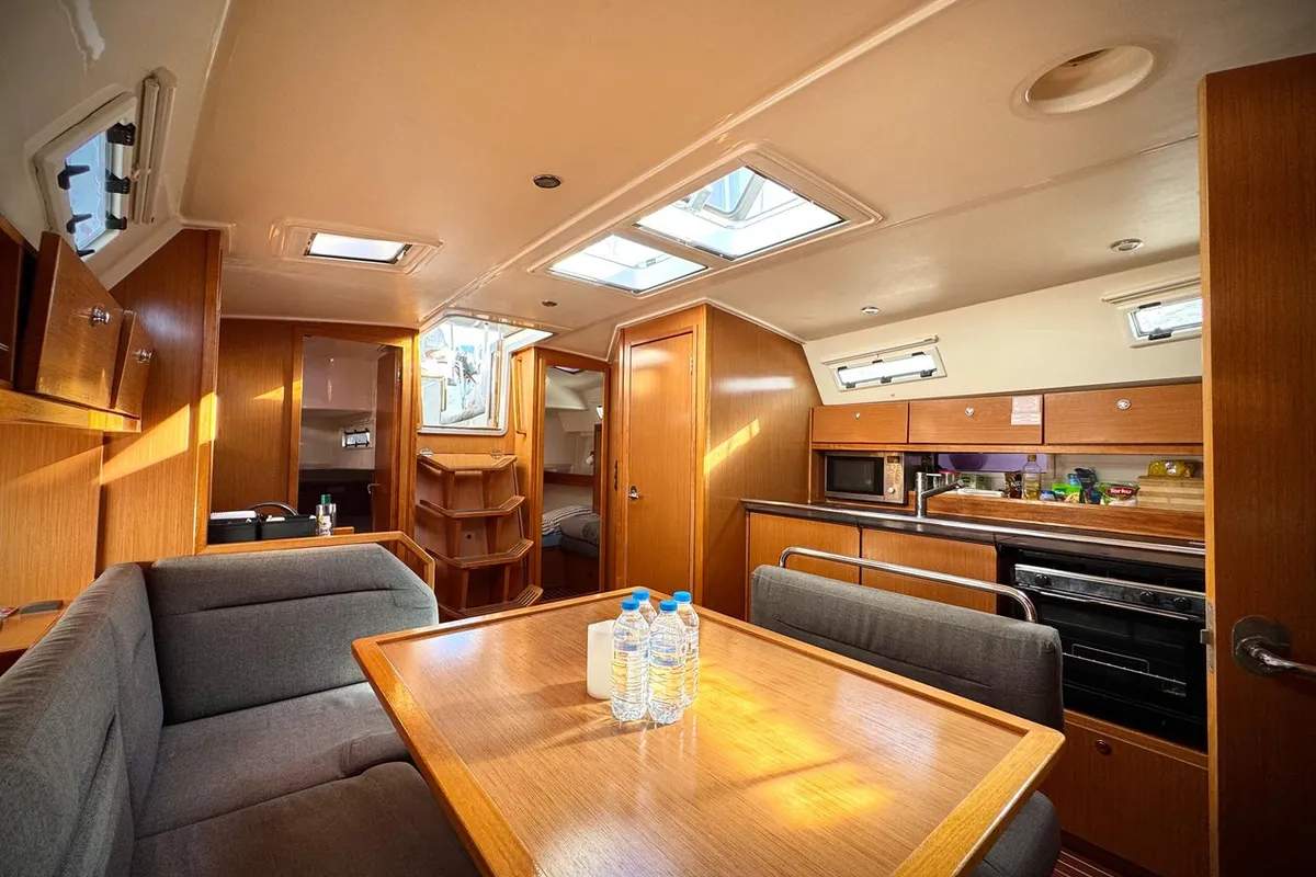 Salon of Mayla, a Bavaria Cruiser 40 sailboat at Fethiye, Turkey
