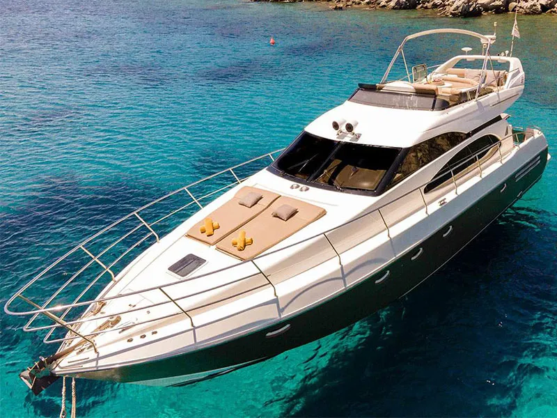 Azimut, a Azimut 58 motorboat at Mykonos, Greece