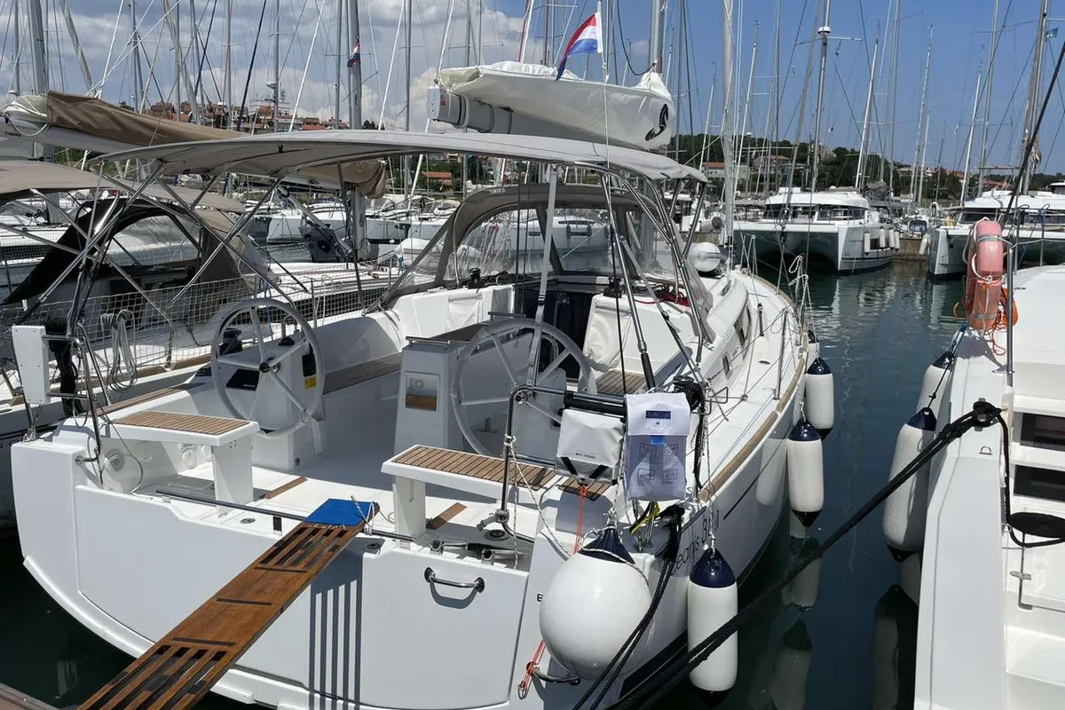 Exterior view of Gwada, a Beneteau Oceanis 38.1 sailboat at Grad Pula, Croatia