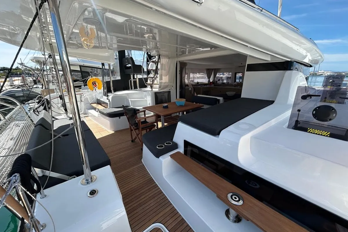 Deck of Zen 2 - Green Wave, a Lagoon 43 catamaran at Athens, Greece
