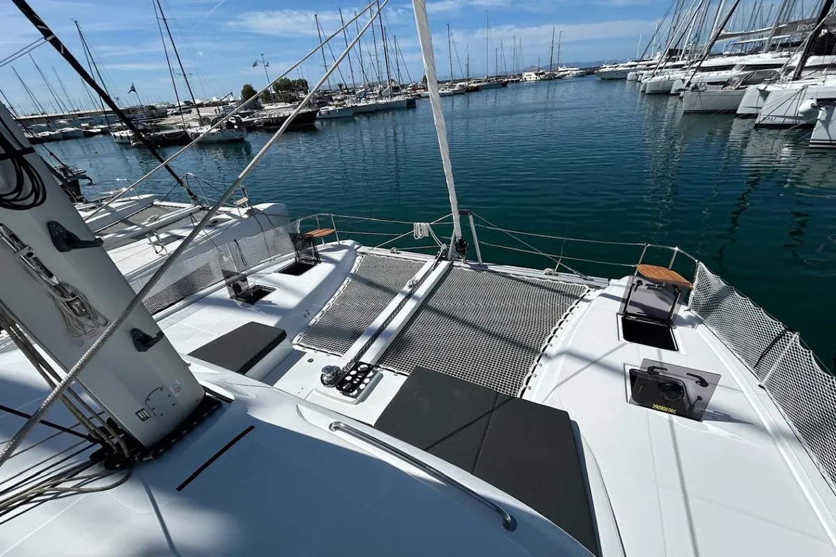 Deck of Zen 2 - Green Wave, a Lagoon 43 catamaran at Athens, Greece