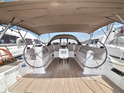 Cockpit of Donna I, a Bavaria Cruiser 51 sailboat at Grad Biograd na Moru, Croatia