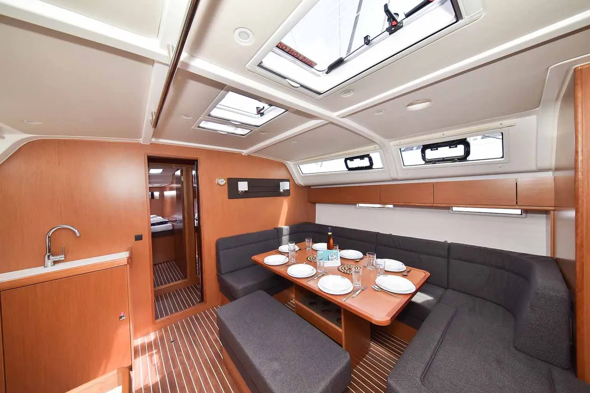 Salon of Donna I, a Bavaria Cruiser 51 sailboat at Grad Biograd na Moru, Croatia