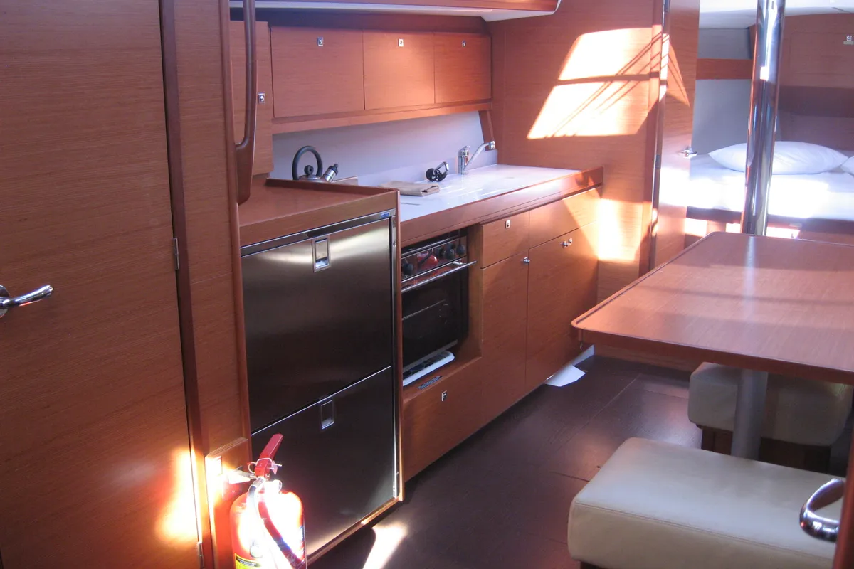 Galley of Delta, a Dufour 382 Grand Large sailboat at Athens, Greece