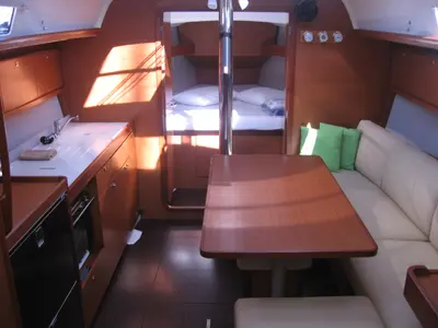 Salon of Delta, a Dufour 382 Grand Large sailboat at Athens, Greece