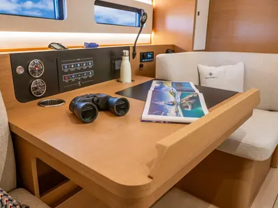 Salon of Penelope, a Jeanneau Sun Odyssey 415 sailboat at Sithonia Municipal Unit, Greece