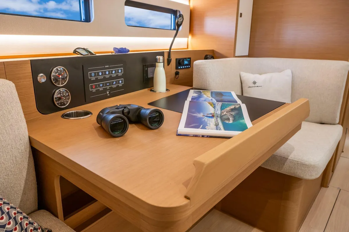 Salon of Penelope, a Jeanneau Sun Odyssey 415 sailboat at Sithonia Municipal Unit, Greece