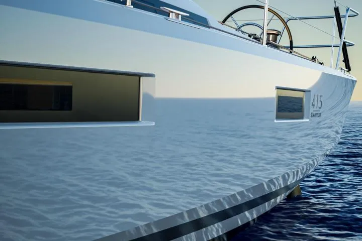 Exterior view of Penelope, a Jeanneau Sun Odyssey 415 sailboat at Sithonia Municipal Unit, Greece