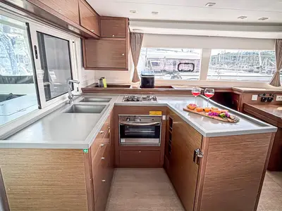Galley of Red Twin II, a Lagoon 450 F catamaran at Primošten, Croatia