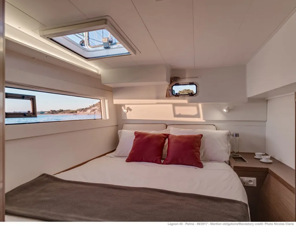 Cabin on Nina (A/C, Gen 10KWA, watermaker, electric winch), a Lagoon 40 catamaran at Volos Municipality, Greece