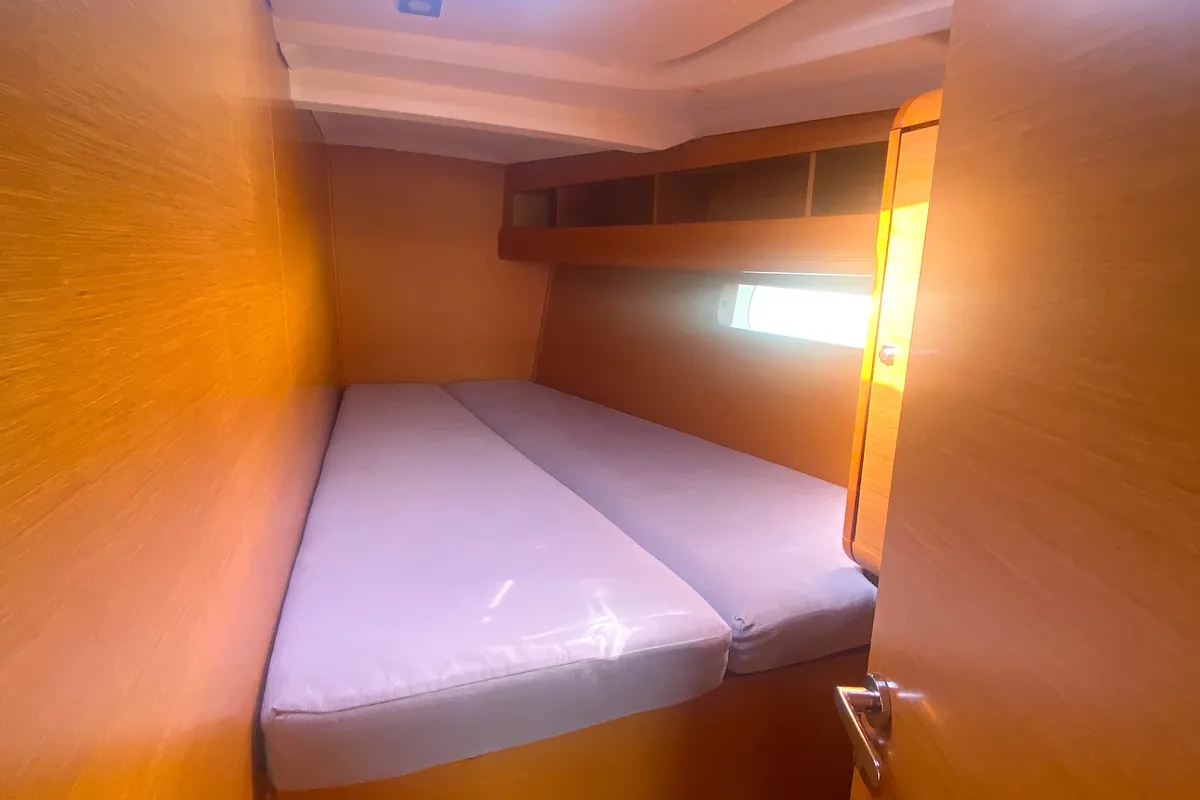 Cabin on Artdrenalin, a Jeanneau Sun Odyssey 479 sailboat at Municipal Unit of Lefkada, Greece