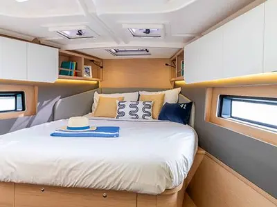 Cabin on Iris, a Dufour 41 sailboat at Lavreotiki, Greece