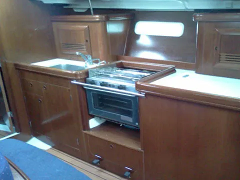 Galley of Hinitsa, a Beneteau Oceanis 393 sailboat at Kontokali, Greece