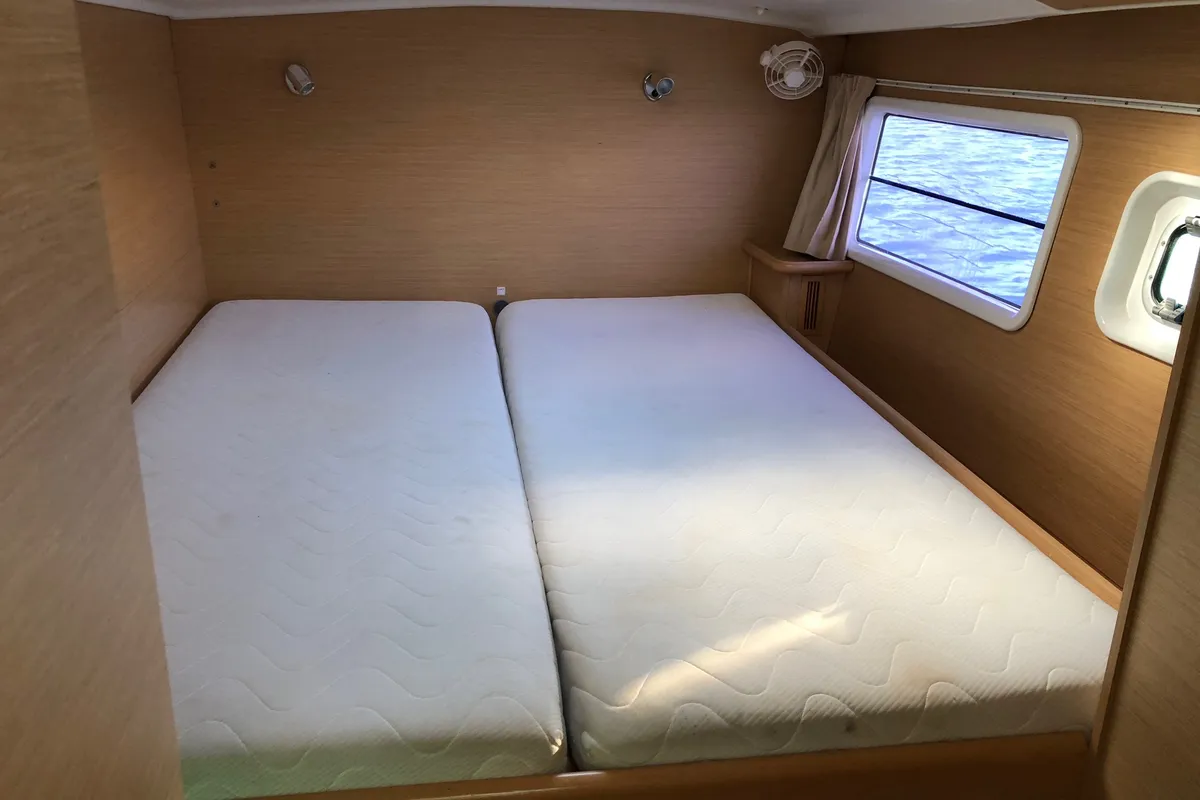 Cabin on Lagoon 380 S2, a catamaran at Kontokali, Greece