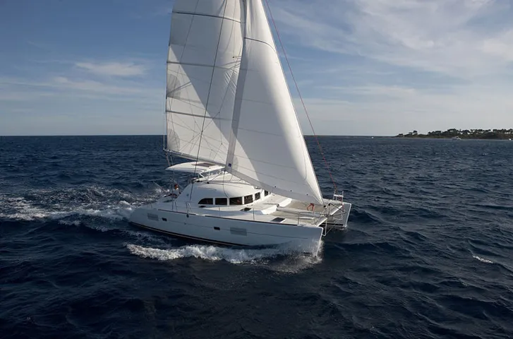 Exterior view of Lagoon 380 S2, a catamaran at Kontokali, Greece