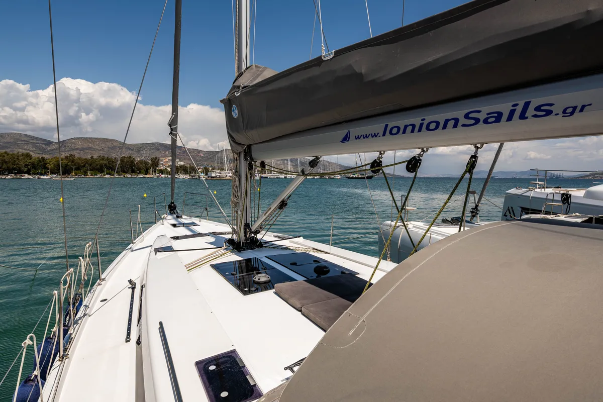 Exterior view of Alexa, a Hanse 455 sailboat at Municipal Unit of Lefkada, Greece
