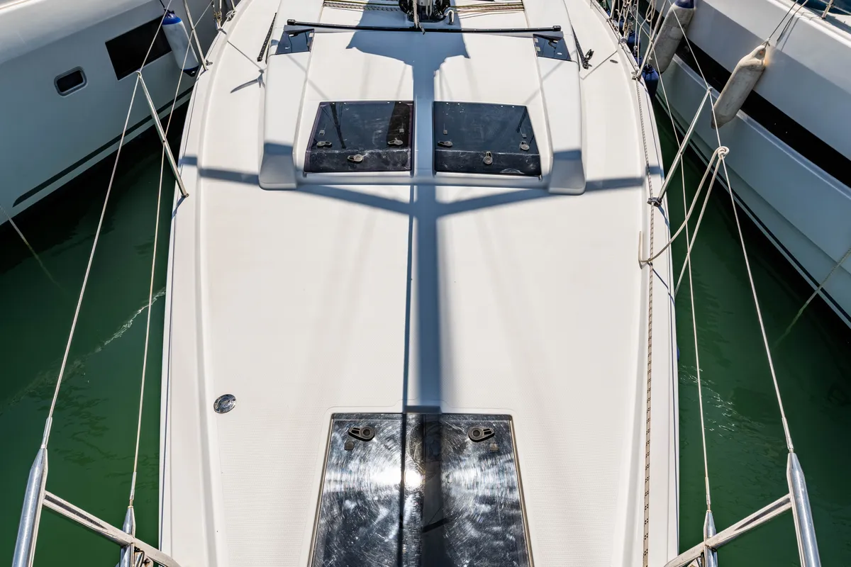 Deck of Alexa, a Hanse 455 sailboat at Municipal Unit of Lefkada, Greece