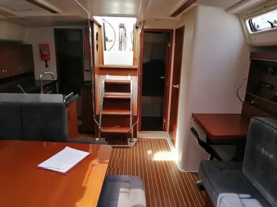 Salon of Piri Reis II, a Hanse 455 sailboat at Fethiye, Turkey