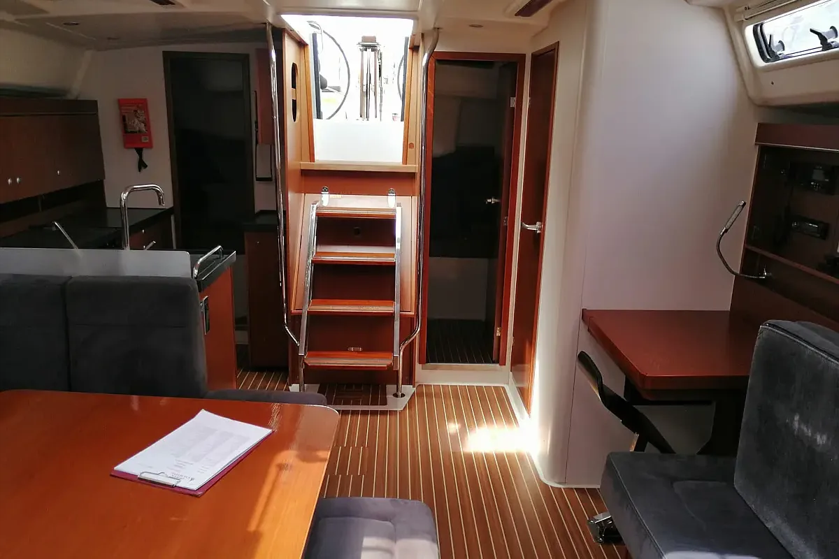 Salon of Piri Reis II, a Hanse 455 sailboat at Fethiye, Turkey