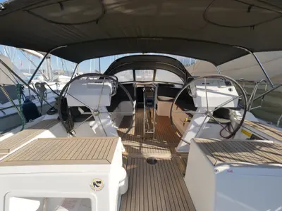 Cockpit of Piri Reis II, a Hanse 455 sailboat at Fethiye, Turkey