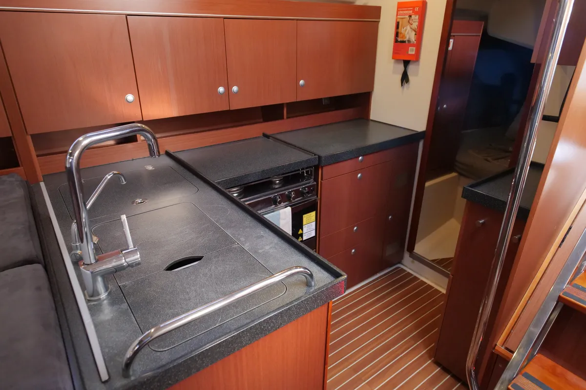 Galley of Piri Reis II, a Hanse 455 sailboat at Fethiye, Turkey