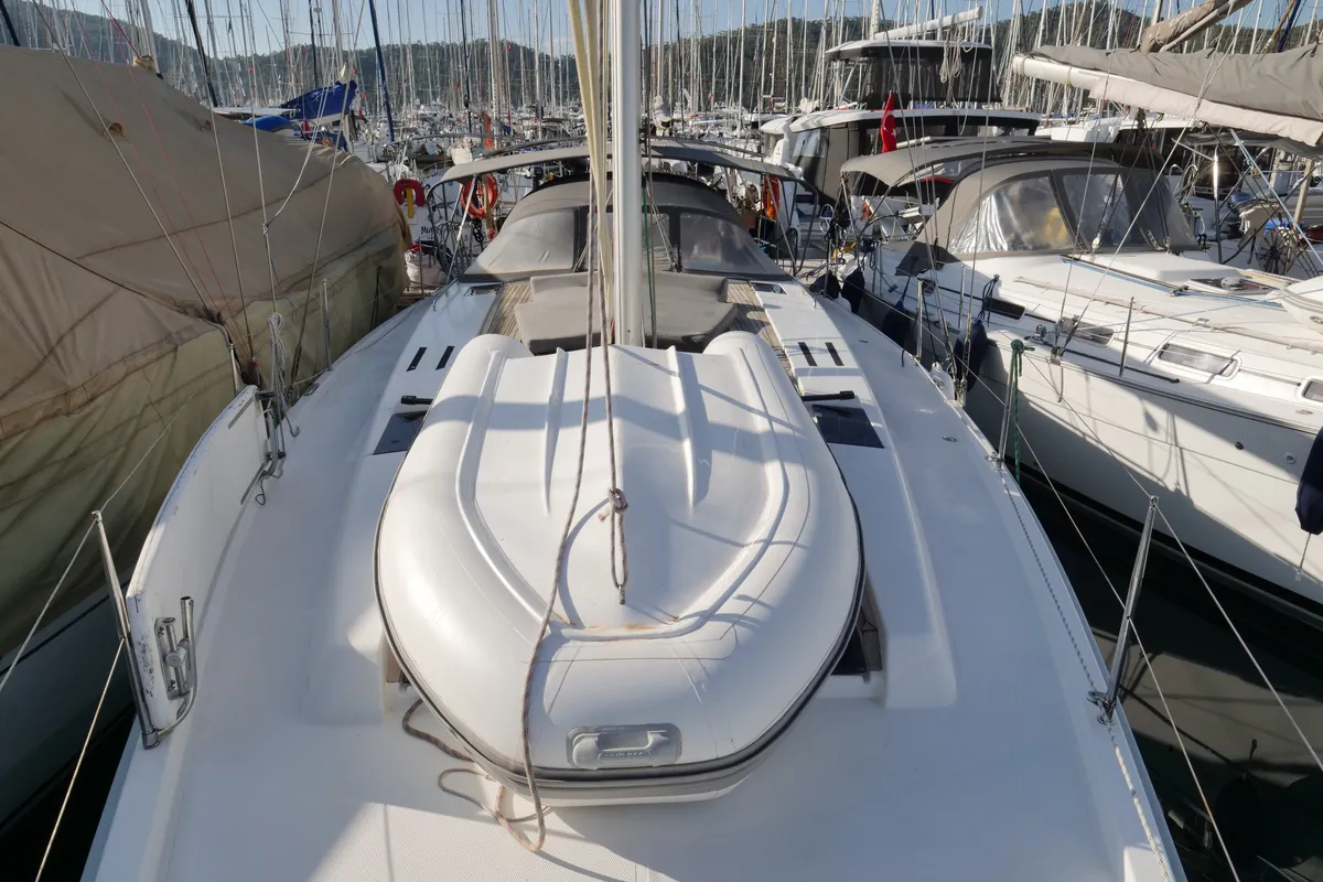 Deck of Piri Reis II, a Hanse 455 sailboat at Fethiye, Turkey