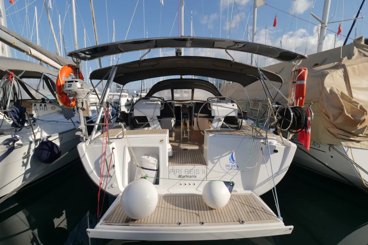 Exterior view of Piri Reis II, a Hanse 455 sailboat at Fethiye, Turkey