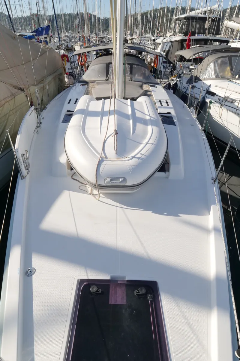 Deck of Piri Reis II, a Hanse 455 sailboat at Fethiye, Turkey