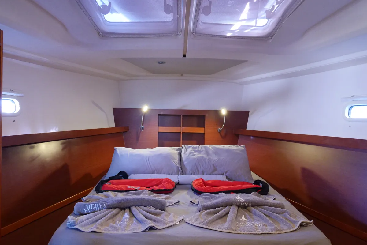 Cabin on Piri Reis II, a Hanse 455 sailboat at Fethiye, Turkey
