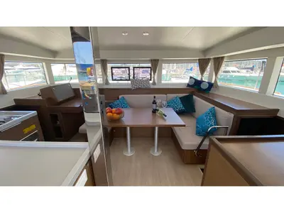 Salon of Orso Di Mare, a Lagoon 40 catamaran at Rosignano Solvay, Italy