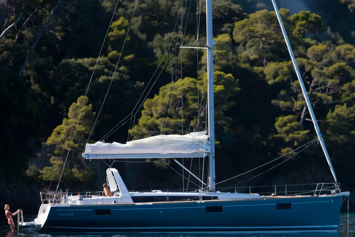 Exterior view of Beneteau Oceanis 48, a sailboat at Kaštela, Croatia